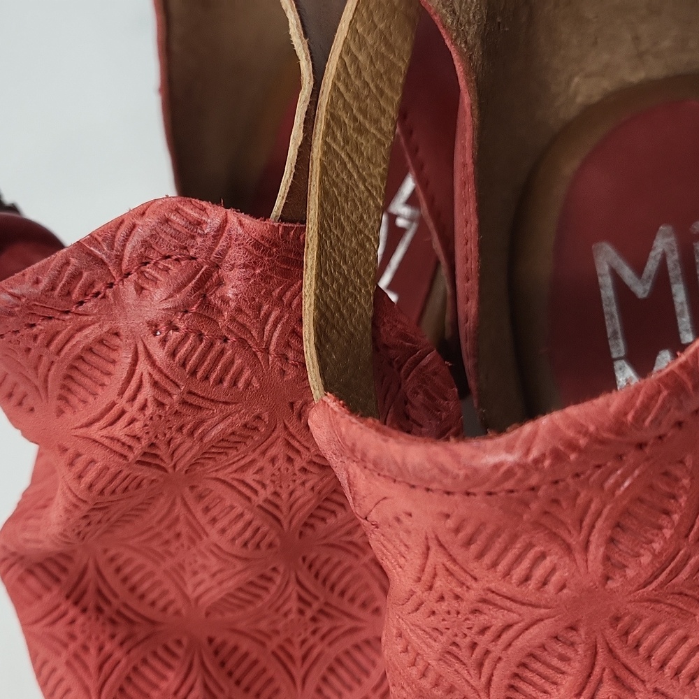Miz Mooz Red Suede Open-Toe Studded Sandals - Picture 3 of 7
